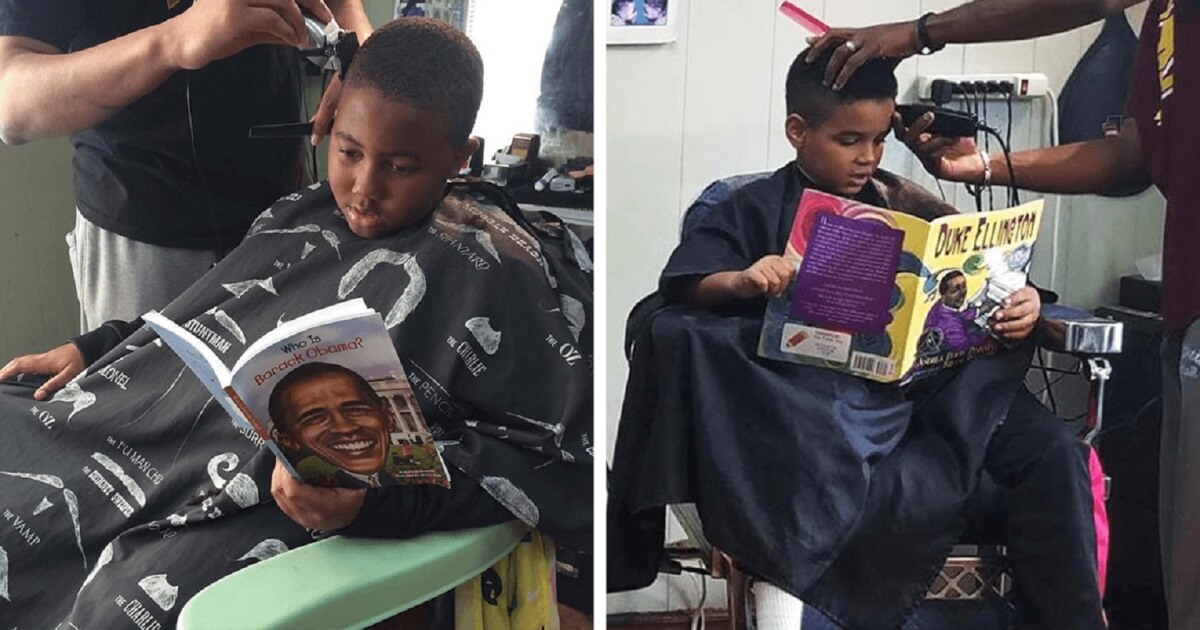 Barbeiro dá desconto para crianças que leem em voz alta para ele!