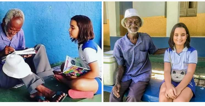 Menina de 9 anos ensina vendedor de picolé de 68 a ler e escrever no Ceará