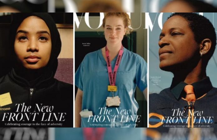 Capa da Vogue substitui famosos por heroínas da linha de frente