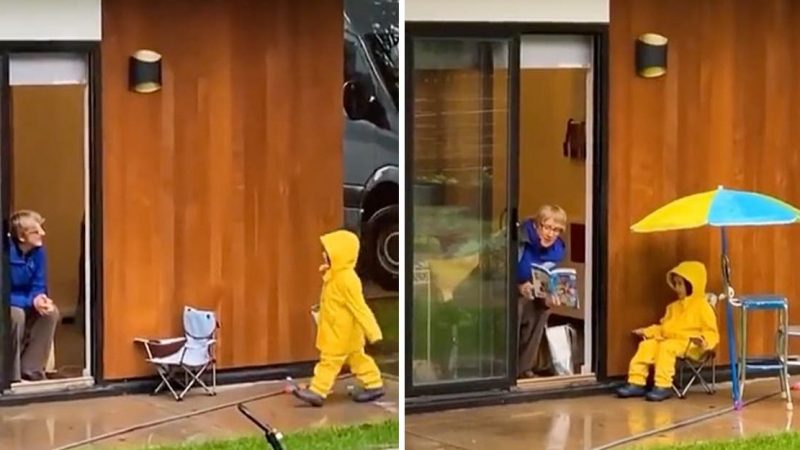 Todos os dias esse pequeno visita a avó para lerem uma história, sempre mantendo a distância necessária.