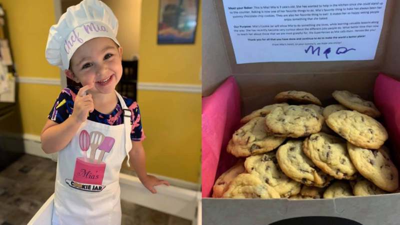 Garotinha de apenas 3 anos fez mais de 1000 biscoitos para os trabalhadores da linha de frente.
