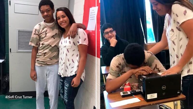 Uma menina estava secretamente economizando para surpreender seu colega que precisava de sapatos