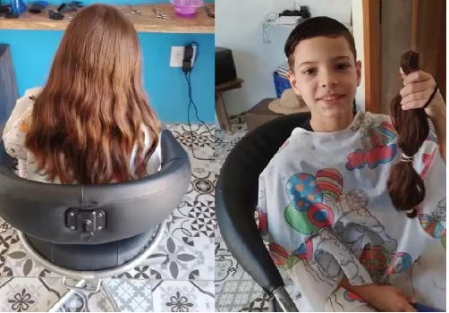 Menino fica 3 anos sem cortar cabelo após ver ‘tia’ da van com câncer e doa mechas