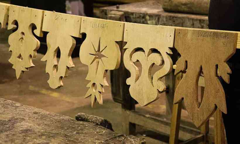 Detalhe de peças em madeira da Escola de Ofícios Tradicionais de Mariana(foto: Larissa Kümpel/EM/D.A Press)